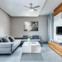 Lumirama Beta Ceiling Fan - Satin Nickel - 4 Blades -52-in Dia