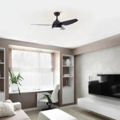 Lumirama Mackenzy 48-in Ceiling Fan With Integrated LED Light - Acrylic/Glass - Black - 150 W