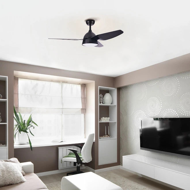 Lumirama Mackenzy 48-in Ceiling Fan With Integrated LED Light - Acrylic/Glass - Black - 150 W 1 Lumirama Mackenzy 48-in Ceiling Fan With Integrated LED Light - Acrylic/Glass - Black - 150 W