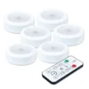 Ecolight White Round LED Puck With Remote And Battery - 6-Pack